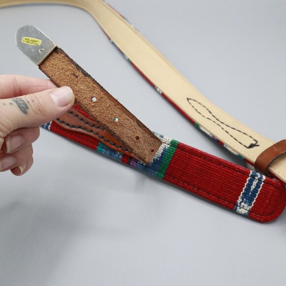 Leather Belt Multi Boho Southwestern Rustic Handcrafted Tribal Ethnic Artisanal - Picture 6 of 15